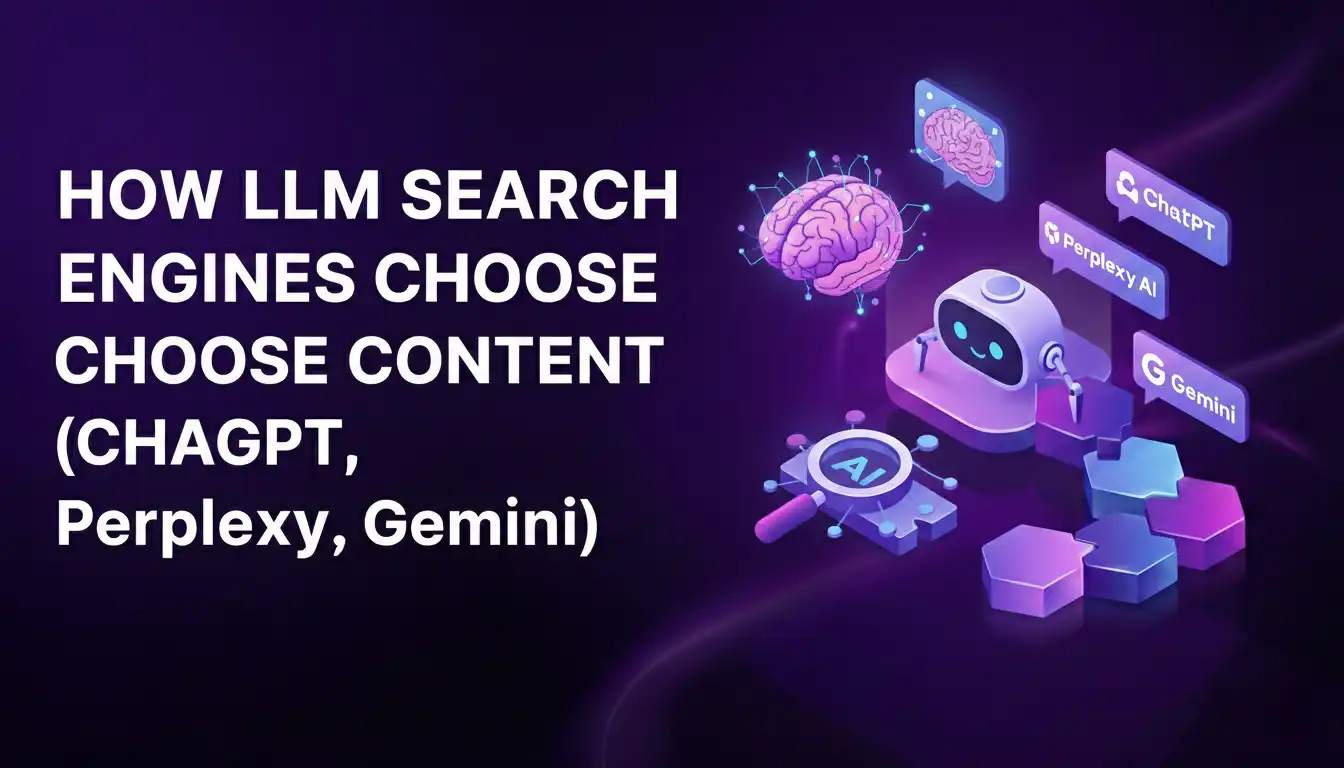 Illustration showing how LLM search engines evaluate and select website content