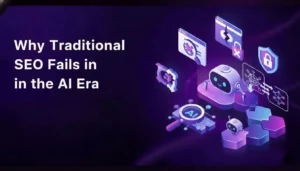 Illustration explaining challenges of traditional SEO in AI era-hack and grow