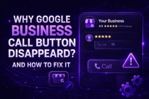 AI-powered Google Business Profile review replies interface showing automated responses, star ratings, and customer feedback with a modern purple digital design.