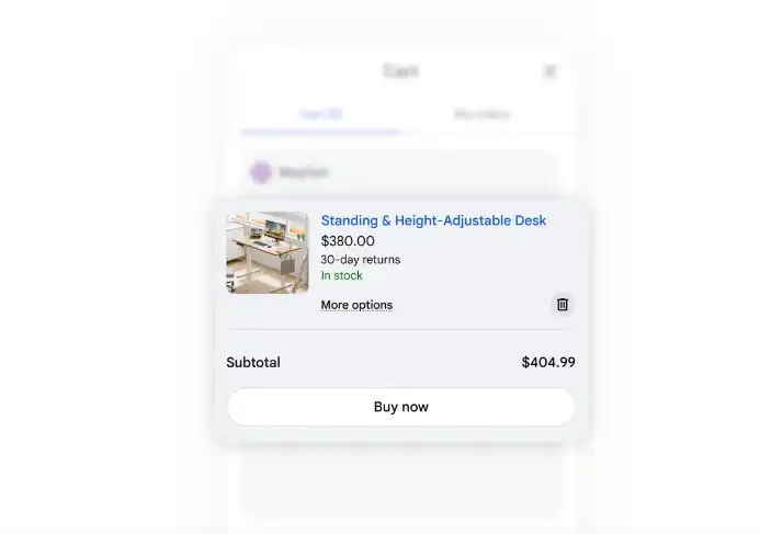 Google's Universal Cart feature unveiled at Google I/O 2026, enabling seamless shopping, product tracking, and checkout across Google services.