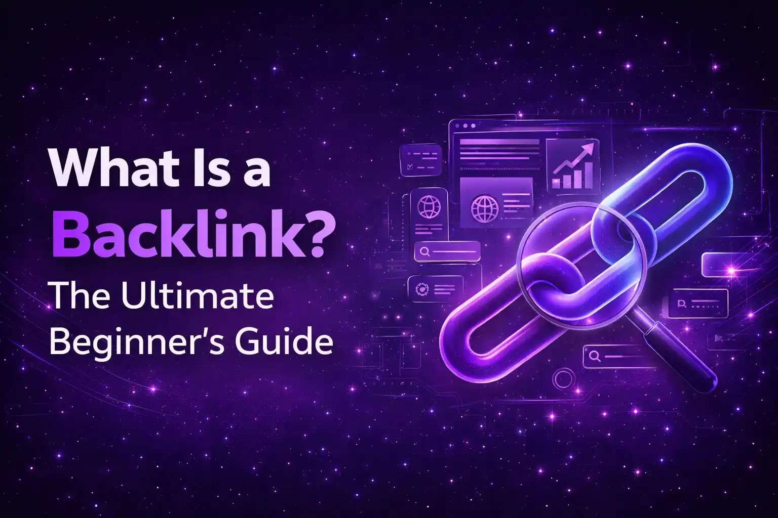What is a backlink in SEO explained visually with chain links and search elements by Hack and Grow digital marketing experts